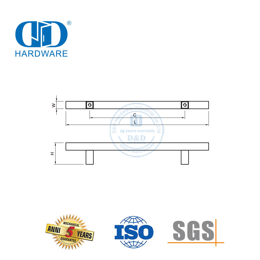 Manija de puerta lateral en forma de H de acero inoxidable de venta directa personalizada Manija de puerta cepillada de acero inoxidable-DDFH019