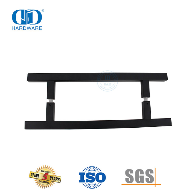 Tirador de acero inoxidable con acabado negro mate para puerta de vidrio residencial-DDPH016-D-MB