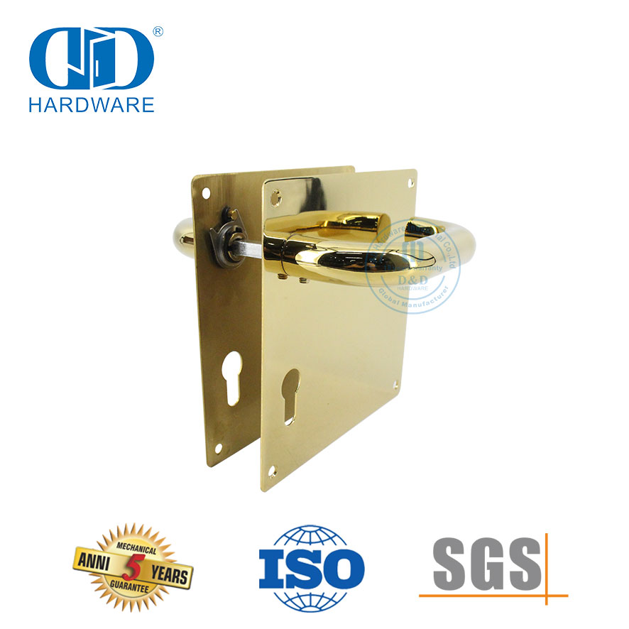 Hardware decorativo Centro a centro Manija de palanca de puerta de acero inoxidable de 72 mm con placa-DDTP001-PVD