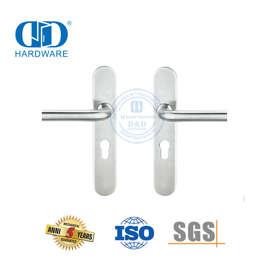 Manija de palanca de placa de puerta ovalada de acero inoxidable 304 con cerradura usada para oficina -DDTP003