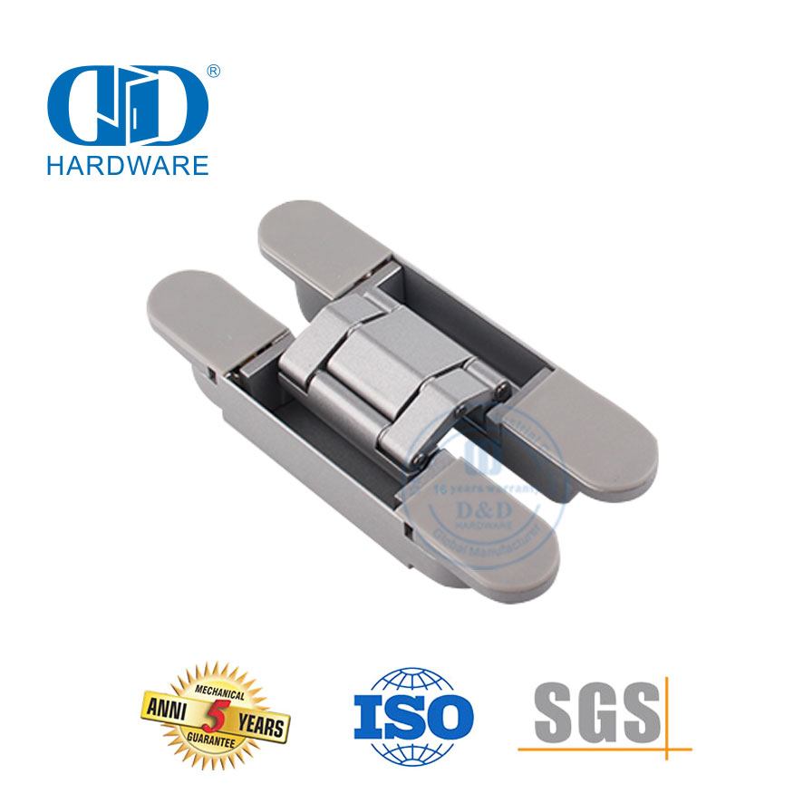 Fábrica de China Aleación de zinc 3D Accesorios de hardware arquitectónico oculto invisible Bisagra de puerta exterior interior pivotante de servicio pesado-DDCH008-G40
