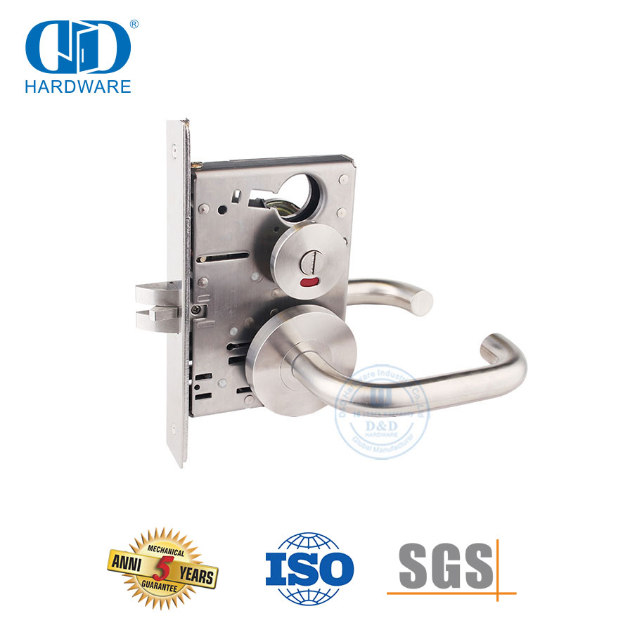  Cilindro de privacidad de acero inoxidable ANSI estándar americano, muebles, baño, dormitorio, puerta de entrada, cuerpo de cerradura de embutir-DDAL22