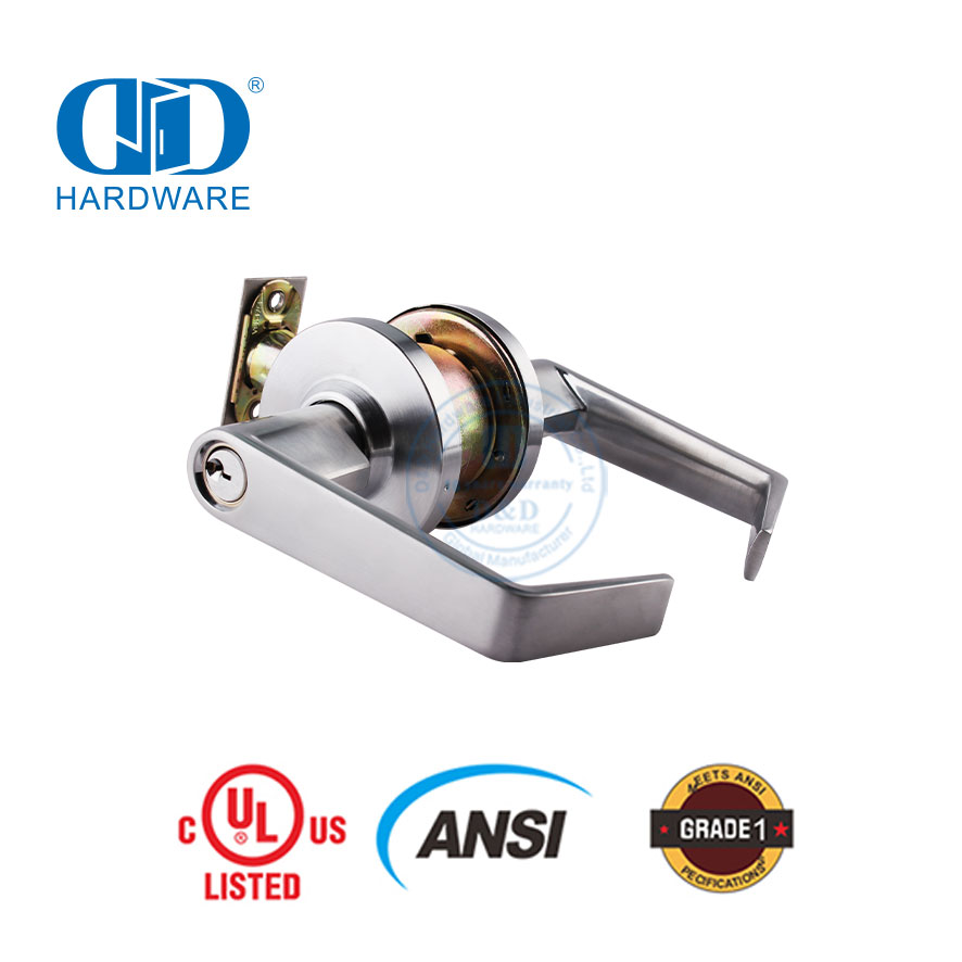 Excelente ferretería Alta seguridad ANSI Lista UL Cerradura con cerradura tubular antidaños ignífuga para puerta interior exterior Lockset-DDLK011