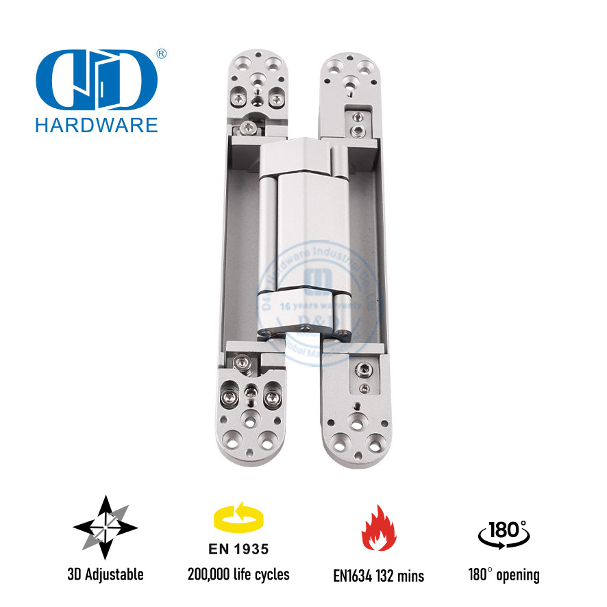 Bisagra de puerta oculta ajustable de 120 kg EN1935 para puerta de metal resistente al fuego-DDCH008-G120