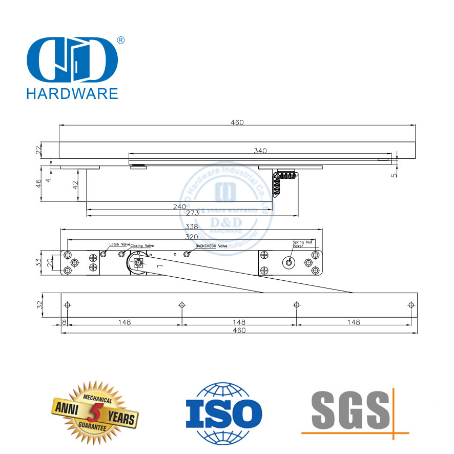 Cierrapuertas oculto resistente al fuego con certificación ANSI UL popular-DDDC047