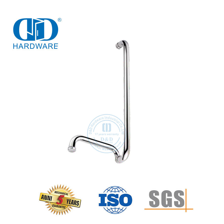 Tirador de puerta de vidrio templado de doble cara para baño de acero inoxidable Tirador de baño-DDPH018