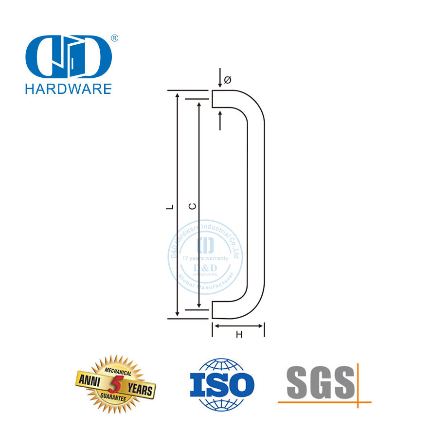 Manijas de puerta de vidrio de aplicación comercial de acero inoxidable Manija de tracción D-DDPH007