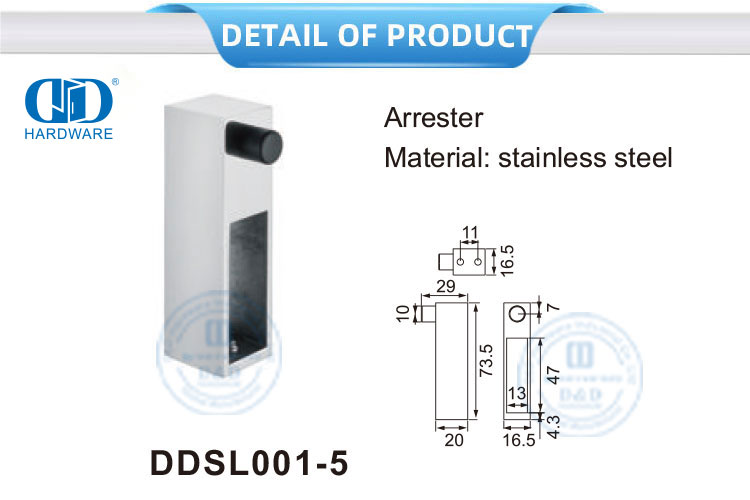 Accesorios para muebles de acero inoxidable Pararrayos de herrajes para puertas corredizas de vidrio-DDSL001-5