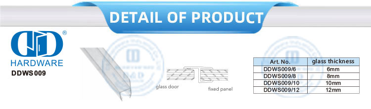 Accesorio de puerta de vidrio para el hogar Tira de sellado de goma de silicona impermeable Tira de sellado magnético-DDWS009