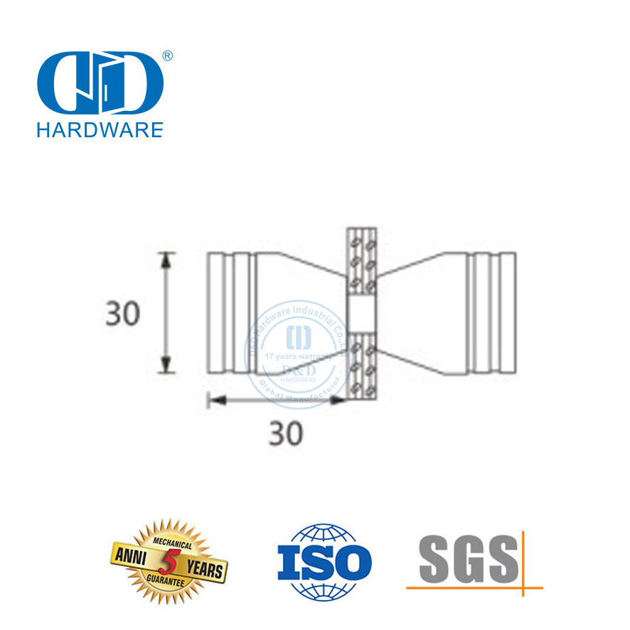 Herrajes para muebles Perillas de puerta de vidrio de ducha de un solo lado de latón macizo Perilla de baño para puerta sin marco-DDSK010