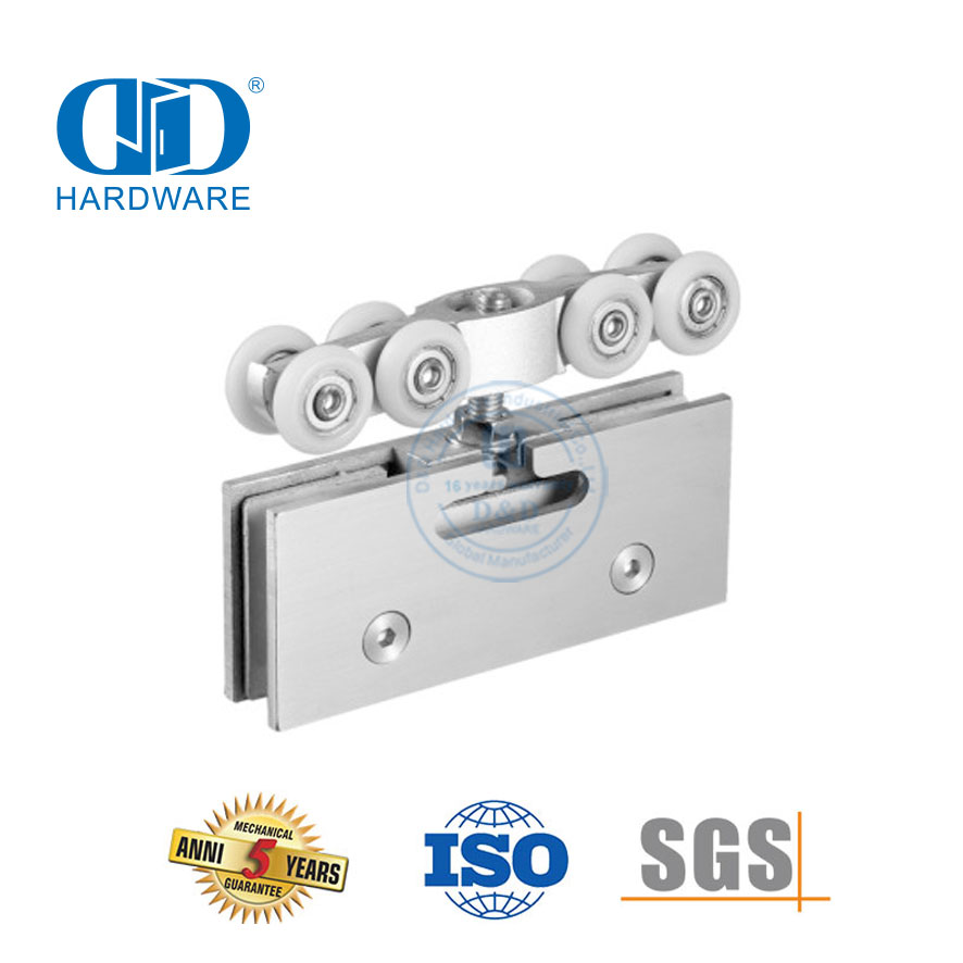 Abrazadera de puerta de acero inoxidable, puerta corredera de hierro, rodillo colgante, accesorios para muebles para puerta corredera doble-DDGS132