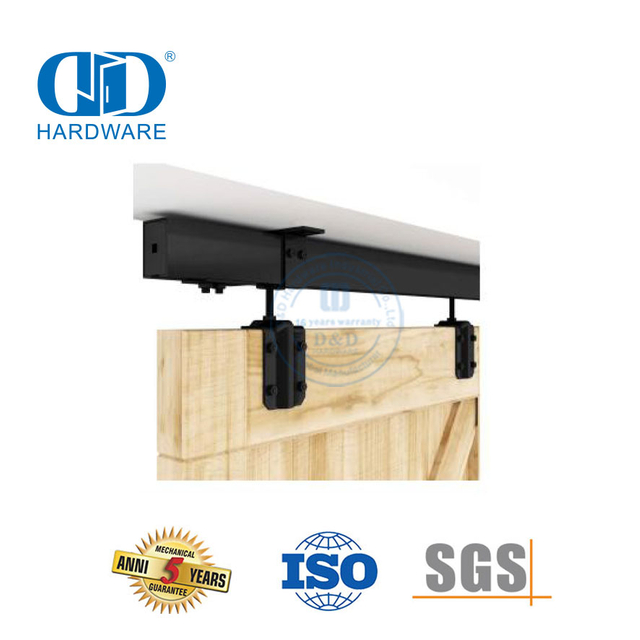 Herrajes para puertas de Granero biplegables de acero inoxidable, herrajes para puertas de Granero corredizas dobles, kit de rieles para puertas resistentes-DDBD038