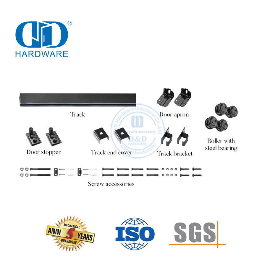 Kit de riel de metal resistente de acero inoxidable, colgador doblado, herrajes para puertas corredizas de Granero, herrajes para puertas de granero de madera-DDBD035