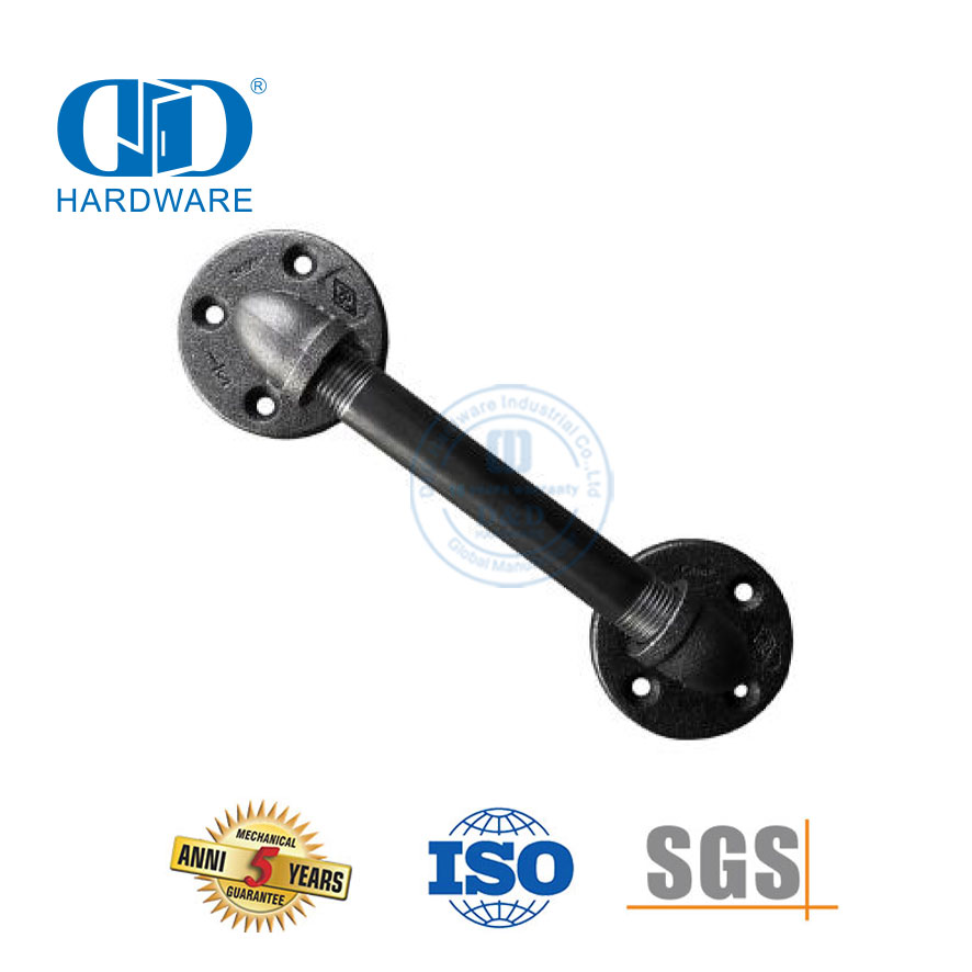 Tirador de puerta de granero de tubo de acero inoxidable, barra de agarre Industrial rústica negra para escaleras, Hardware-DDBD114 de construcción