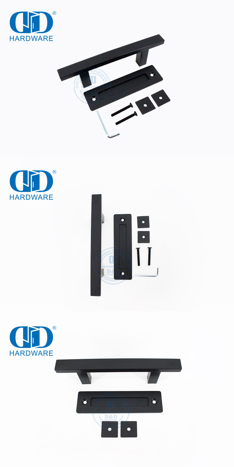 Fabricante de China Juego de manijas para puertas corredizas de granero de cocina de acero inoxidable negro mate Manija de puerta de doble cara-DDBD103 Negro