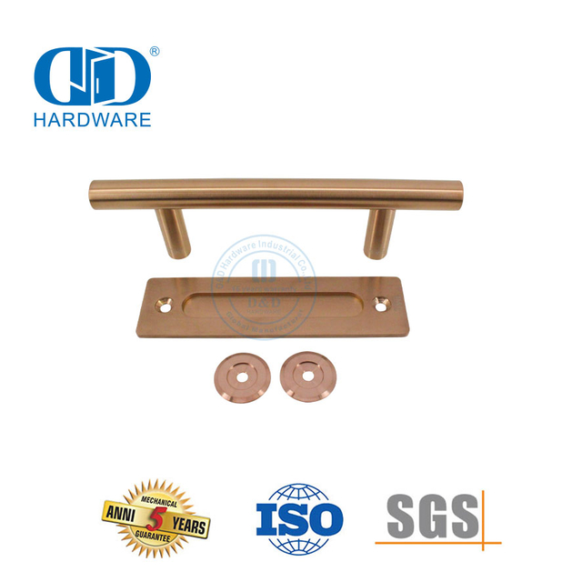Manija de puerta de granero de doble cara de acero inoxidable, color oro rosa, tirador de dedo para muebles, manija de puerta-DDBD102 SRG