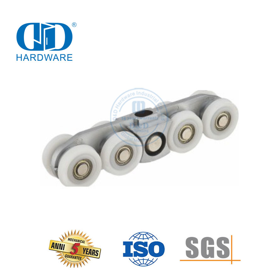 Durable acero inoxidable puerta corredera colgante rueda de rodillo accesorios de vidrio conjunto de puerta para baño-DDGS151