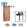 Riel oculto de acero inoxidable, juego de rodillos para puerta corrediza de madera negra mate, Hardware-DDBD022