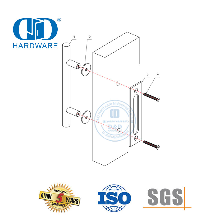 Herrajes para puertas de madera de granero de acero inoxidable Herrajes para muebles Accesorio para herrajes para puertas-DDBD016