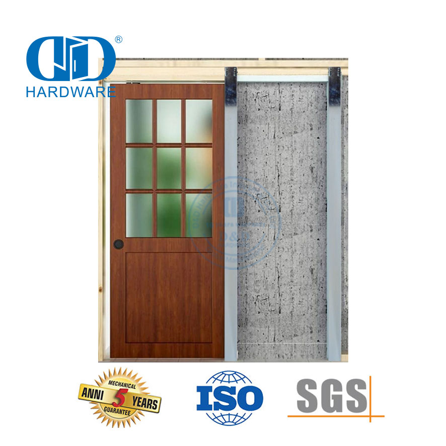 Herrajes para puertas de granero de derivación de estilo moderno de acero inoxidable, herrajes para muebles con riel para puertas corredizas para puertas de granero-DDBD069