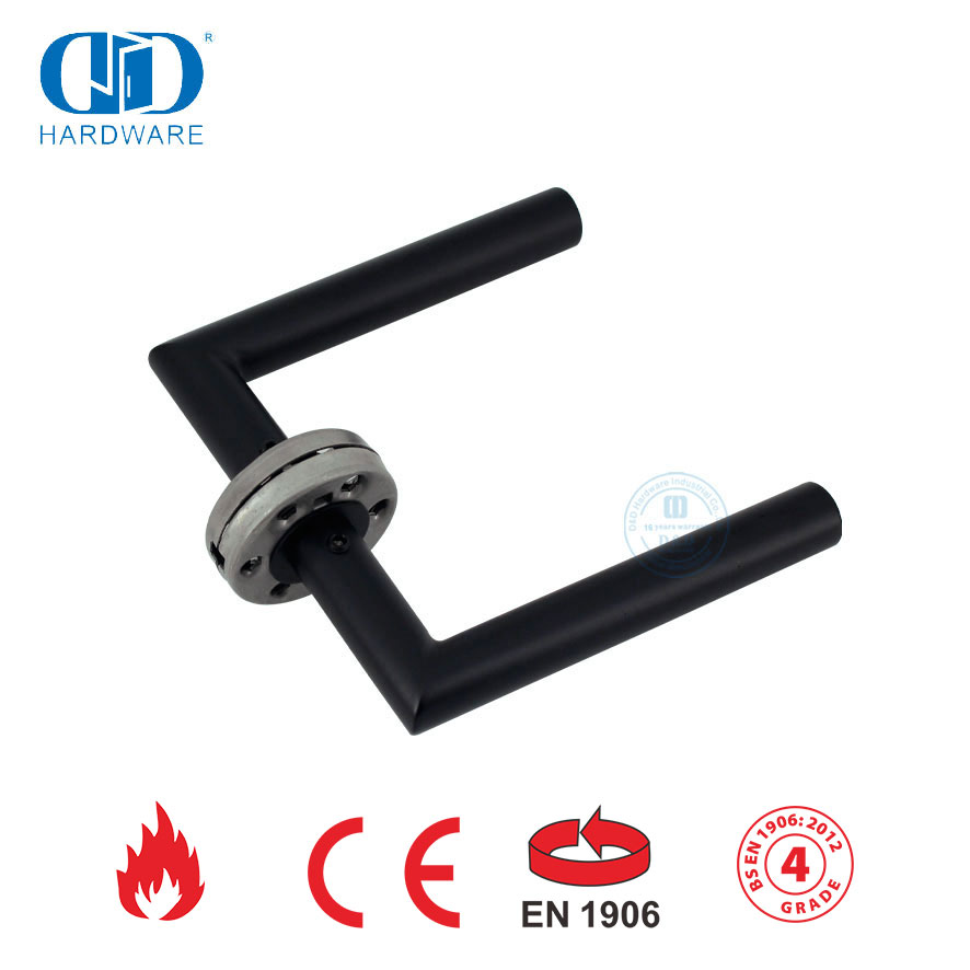 Accesorios para cerradura de puerta de embutir EN 1906 Manija de puerta de entrada negra mate-DDTH003-MB