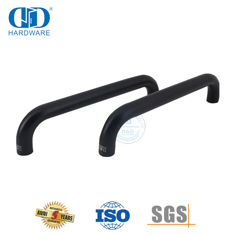 Accesorios de hardware para puerta de vidrio moderno con acabado negro mate, manija de tubo redondo para baño -DDPH007-MB