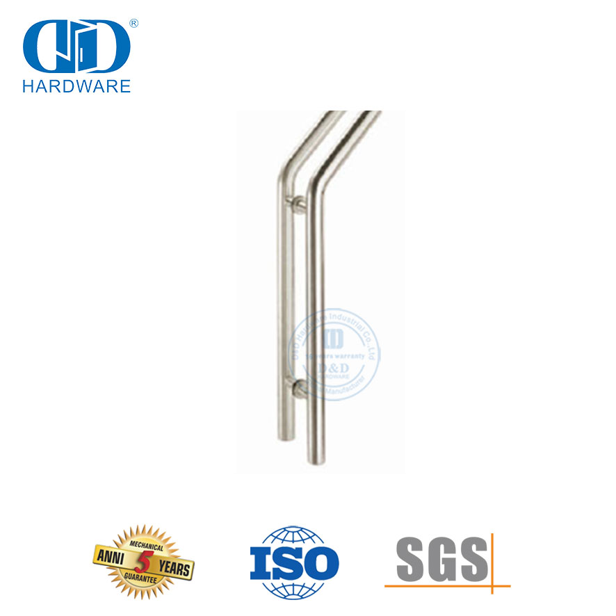 Accesorios de hardware de baño Tirador de pareja de tubo de acero inoxidable para puerta de vidrio-DDPH009