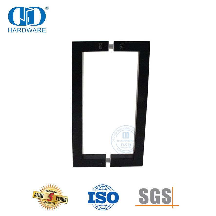 Tirador de tubo cuadrado D de acero inoxidable de alta calidad para puerta de vidrio-DDPH015-E-MB