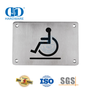 Placa de señalización de tipo cuadrado Placa de señalización de desactivación de acero inoxidable Placa de señalización de baño para discapacitados-DDSP001-Disabled