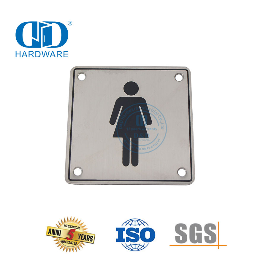Señales de baño Símbolo de acero inoxidable Placa de señal femenina para baño Placa de señal para puerta de inodoro-DDSP002