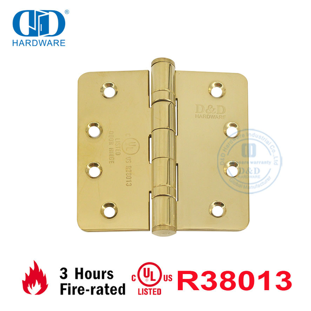 Estándar americano ANSI con certificación UL, rodamiento de bolas de acero inoxidable resistente al fuego, bisagra de esquina redonda, bisagra de puerta de madera de metal comercial-DDSS001-FR-4X4X3mm