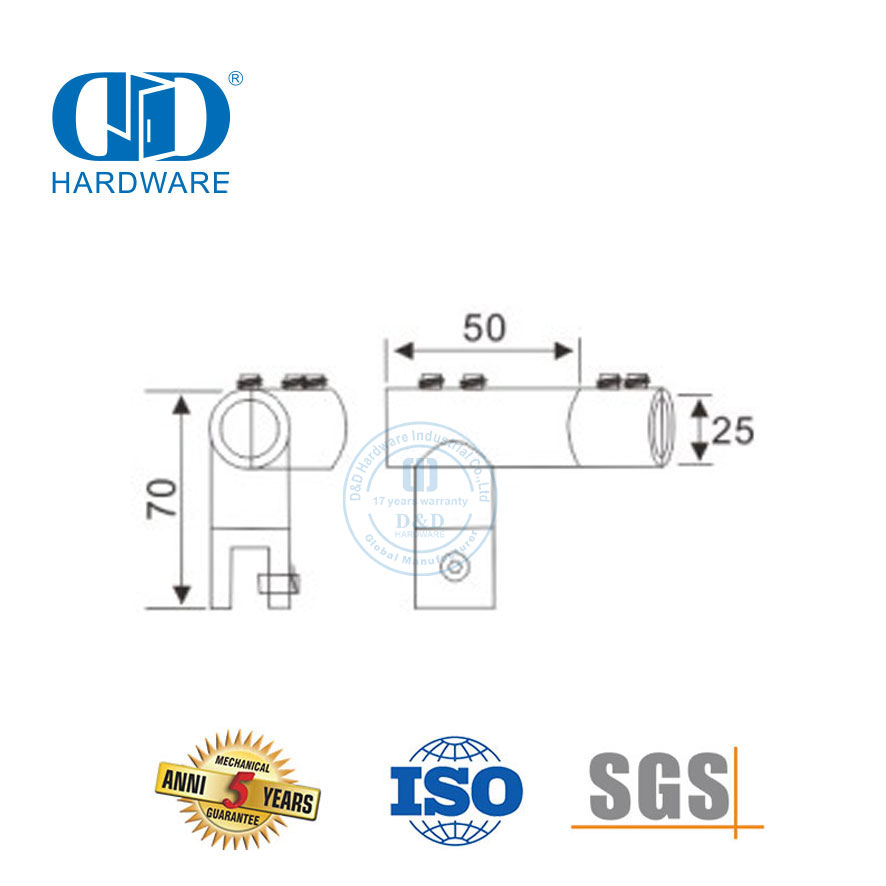 Conector de vidrio de espejo de tubo a tubo ajustable de acero inoxidable Conector de soporte de panel de vidrio-DDSC039