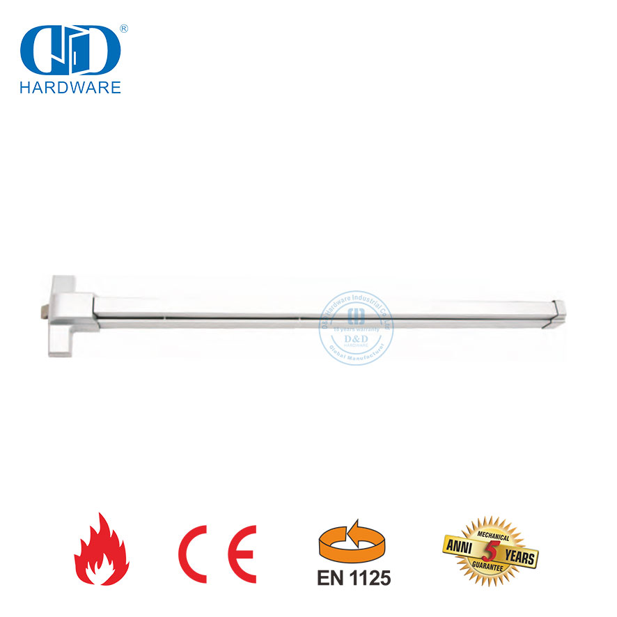 Cerradura de varilla de empuje de hardware de salida de pánico de acero inoxidable con clasificación CE UL para puerta de salida de emergencia Puerta de madera-DDPD026-CE