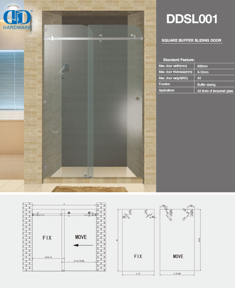 Perilla para cabina de ducha de acero inoxidable, manija de puerta corrediza de vidrio de forma redonda, perilla-DDSL001-1