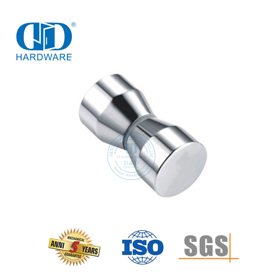 Perilla para cabina de ducha de acero inoxidable, perilla de latón con agarre de doble cara, perillas para puerta de ducha sin marco-DDSK003