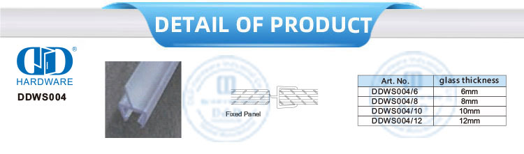 Varios tipos Tira de sellado de PVC Tira de sellado de goma Ducha Puerta de vidrio Tira de sellado de plástico impermeable-DDWS004