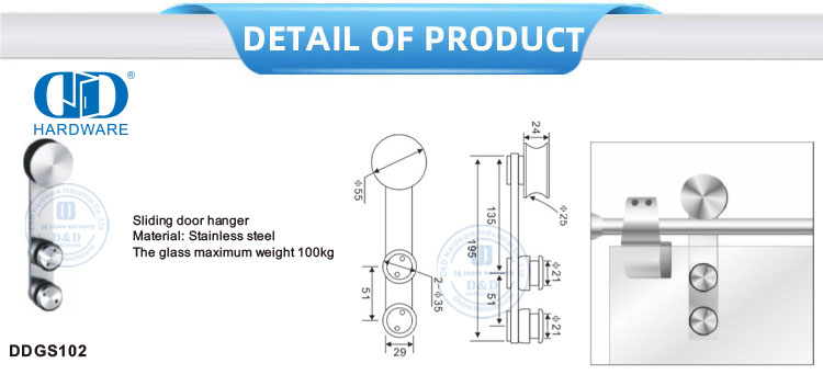 Accesorios de acero inoxidable OEM, accesorios de vidrio, herrajes para puertas, accesorios de vidrio para baño-DDGS102