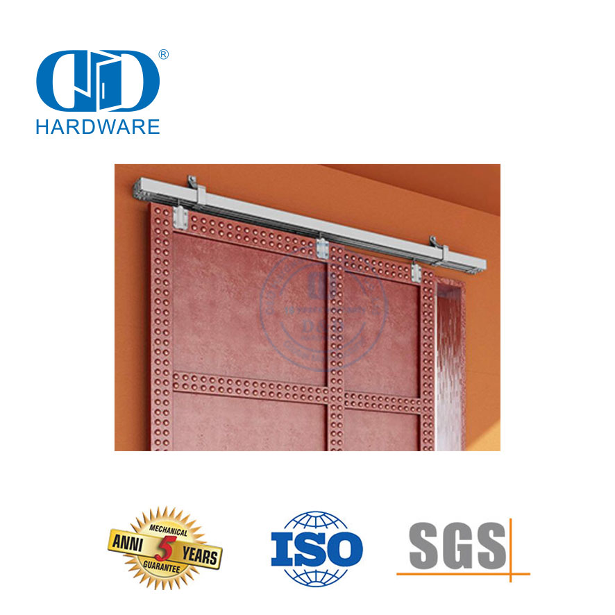 Herrajes para puertas correderas dobles de alta resistencia, color negro, de acero inoxidable, Kit de apartamento-DDBD041