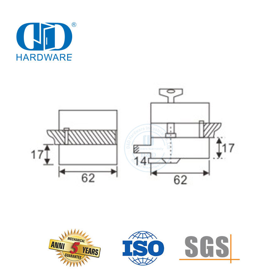 Cerradura de manija de puerta de vidrio de acero inoxidable de fábrica de China, montaje de parche, montaje de puerta de cerradura de esquina-DDGL005