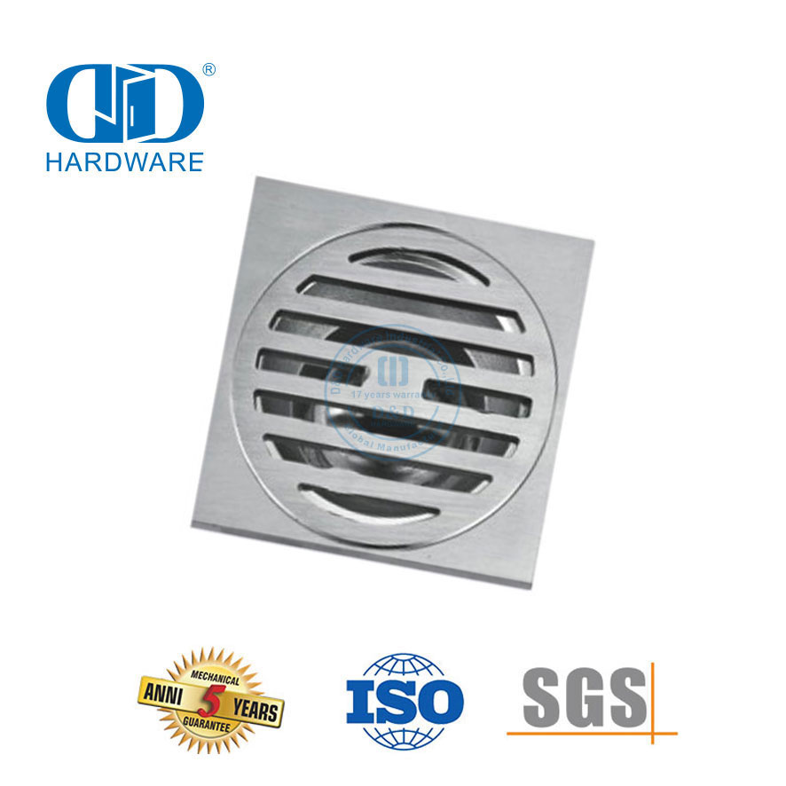 Desagüe de piso cuadrado de acero inoxidable de alta seguridad, desagüe de ducha de baño, accesorios de baño para puerta de vidrio-DDFD0011