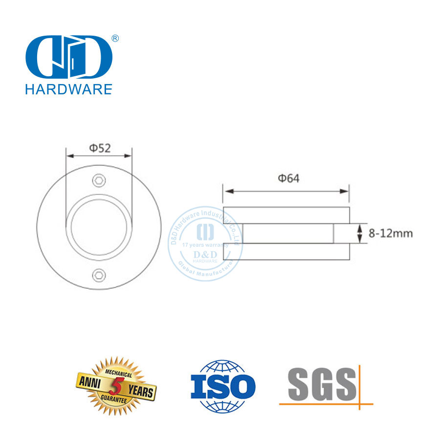 Accesorios para muebles de acero inoxidable de tipo redondo, manija ahuecada para puerta corrediza de vidrio-DDSK018