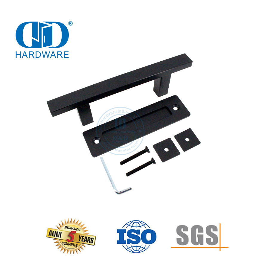 Fabricante de China Juego de manijas para puertas corredizas de granero de cocina de acero inoxidable negro mate Manija de puerta de doble cara-DDBD103 Negro
