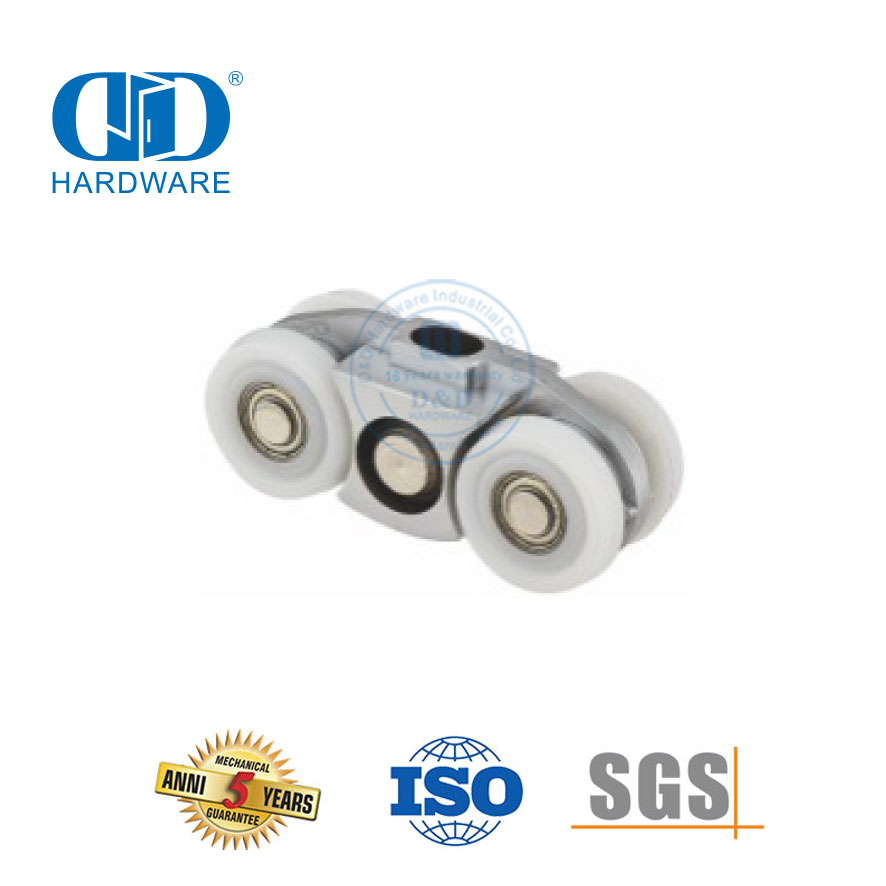 Durable acero inoxidable puerta corredera colgante rueda de rodillo accesorios de vidrio conjunto de puerta para baño-DDGS151