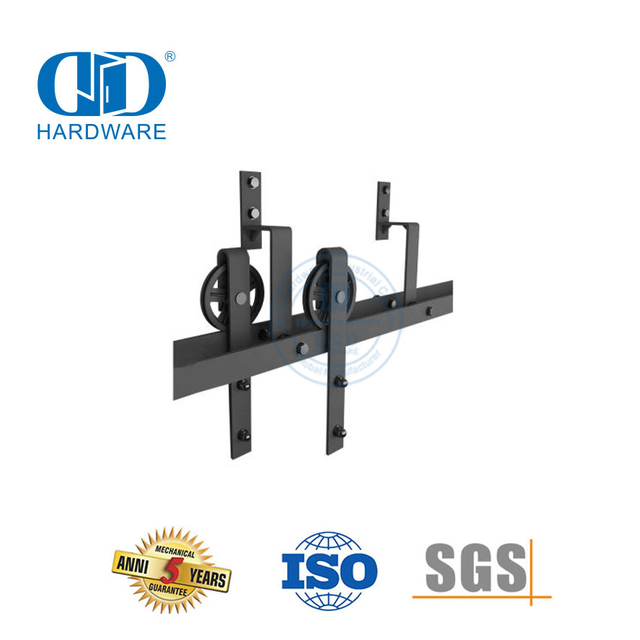 Tobogán para puerta corrediza de granero de metal con acabado negro de acero inoxidable, herrajes para construcción, herrajes para puerta, juego de rieles-DDBD021
