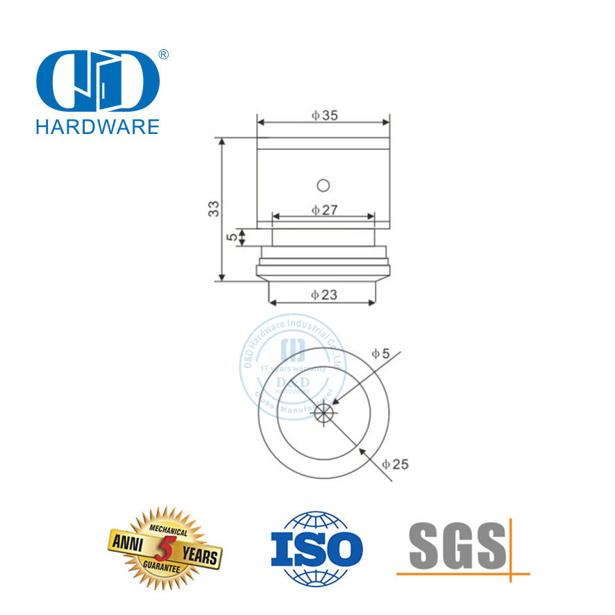 Rodillo de fijación de un solo punto de acero inoxidable Conector de puerta de vidrio Accesorios para puerta corredera-DDGP026