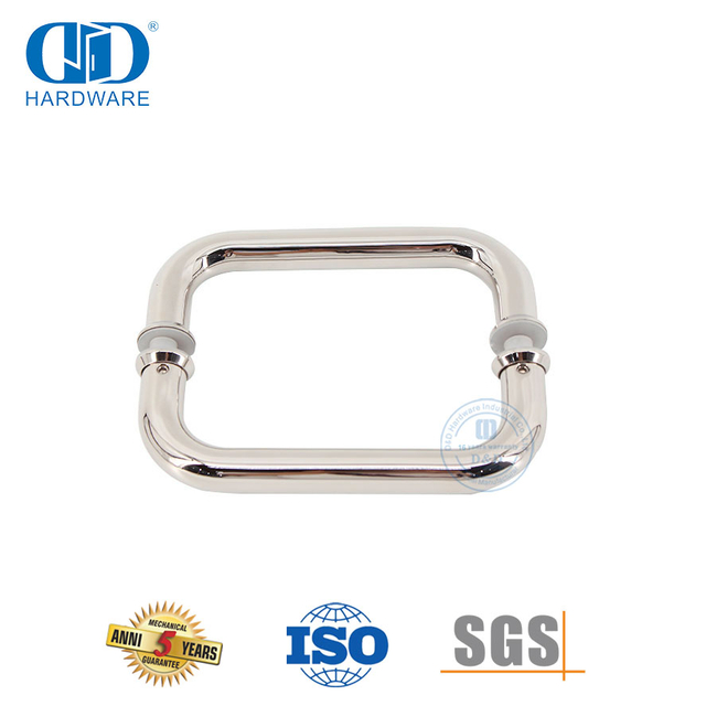Perillas de puerta de baño de acero inoxidable, tubo redondo cromado pulido, manija de puerta de vidrio-DDPH007-PSS