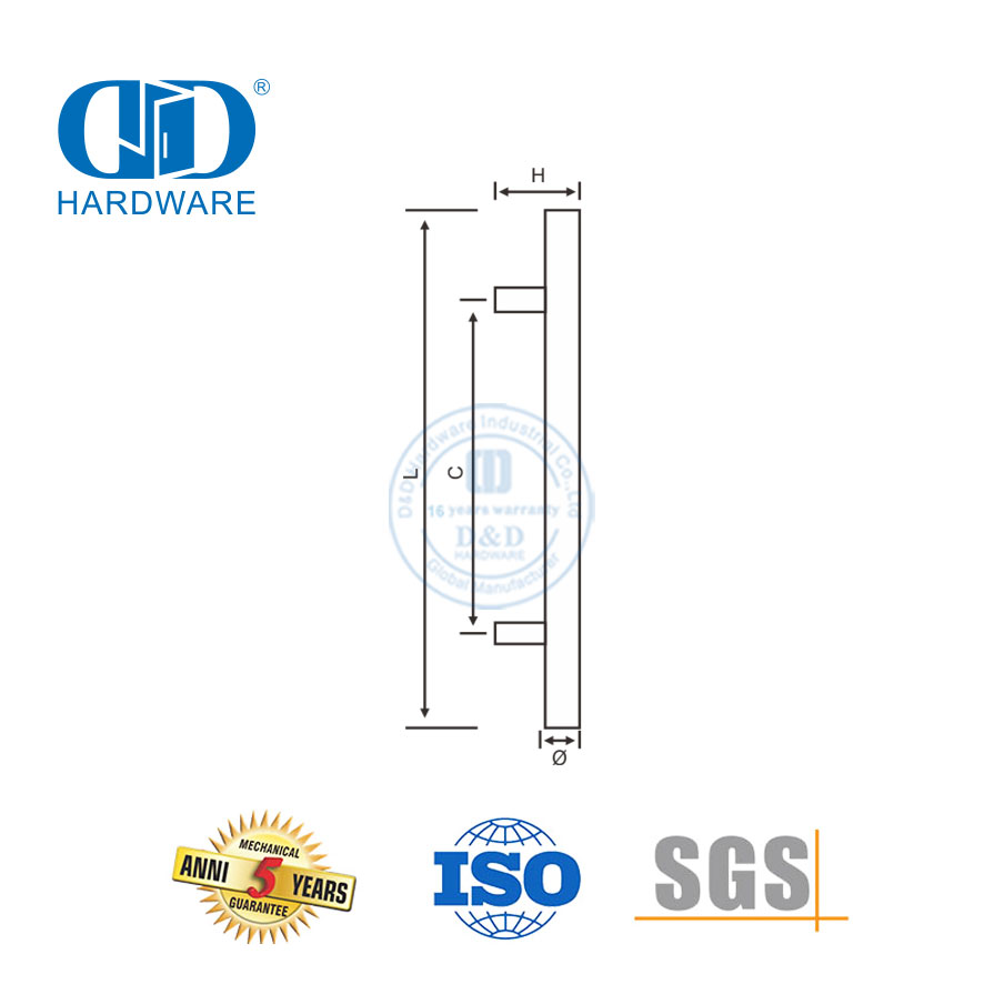 Tirador de puerta de vidrio de acero inoxidable de proveedor profesional de China para puertas de entrada-DDPH001-D-SSS