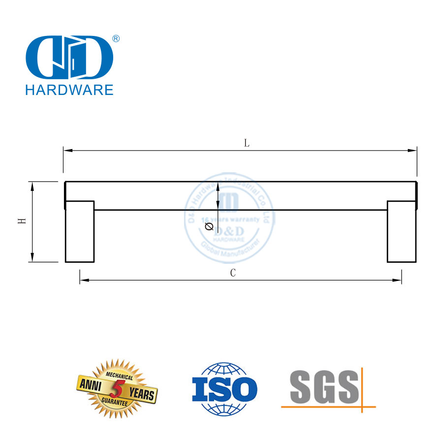 Fabricante de manijas de puerta de acero inoxidable de estilo moderno duraderas y más vendidas-DDFH030