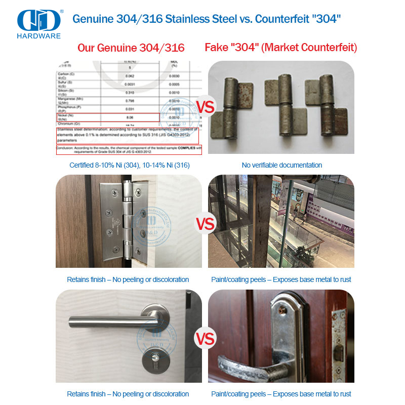ANSI BHMA Bisagra a tope de 5 pulgadas y 4,8 mm de espesor para puertas de salida de incendios de emergencia de hoteles-DDSS001-ANSI-1-5x4x4.8mm