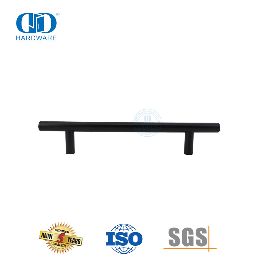 Herrajes para muebles de lujo negros, puerta de madera de acero inoxidable, barra en T, tirador hueco, tirador-DDPH031-MB